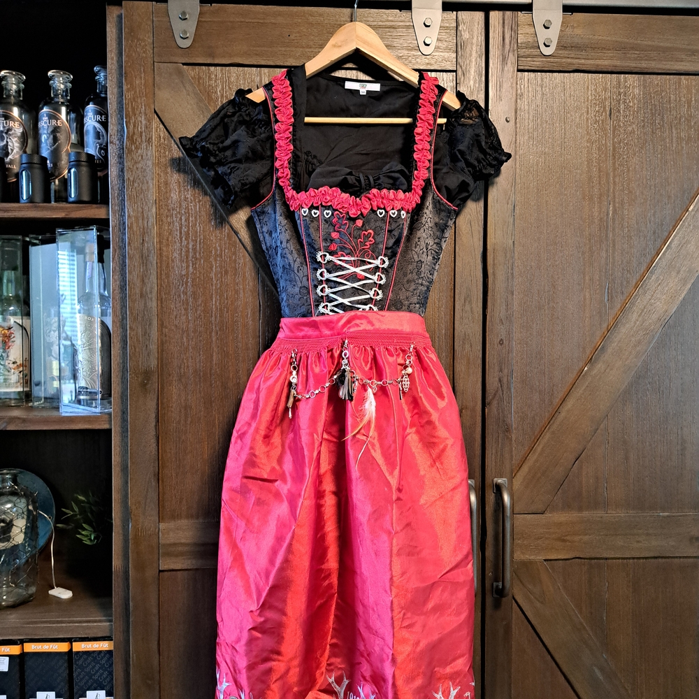 Traditional Black and Red Dirndl Dress